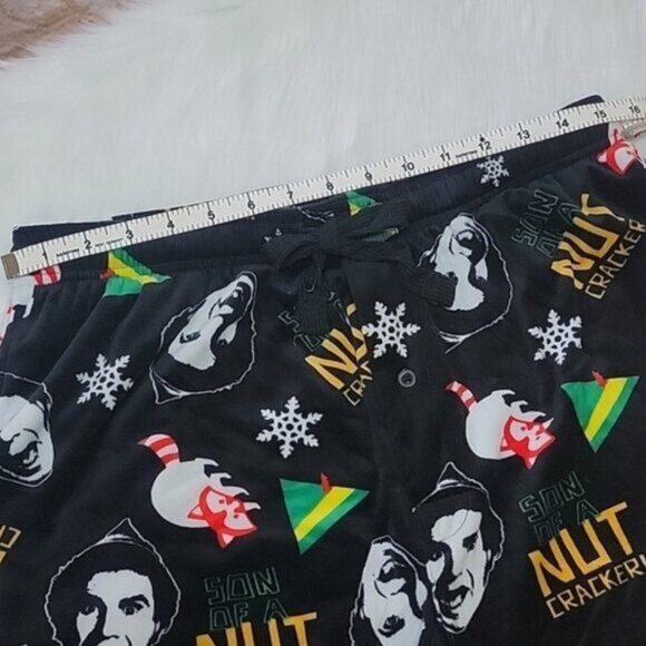ELF THE MOVIE Black Buddy the Elf Novelty Christmas Holiday Loungewear Pants L - Picture 6 of 8